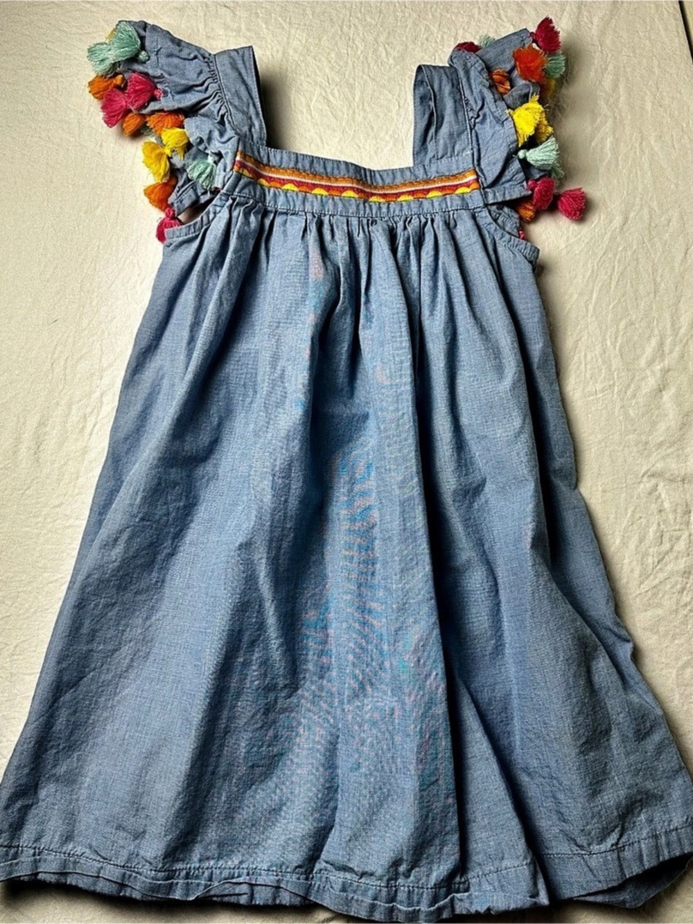 Crown & Ivy Girls Size 4 Cotton Dress Blue Like New
